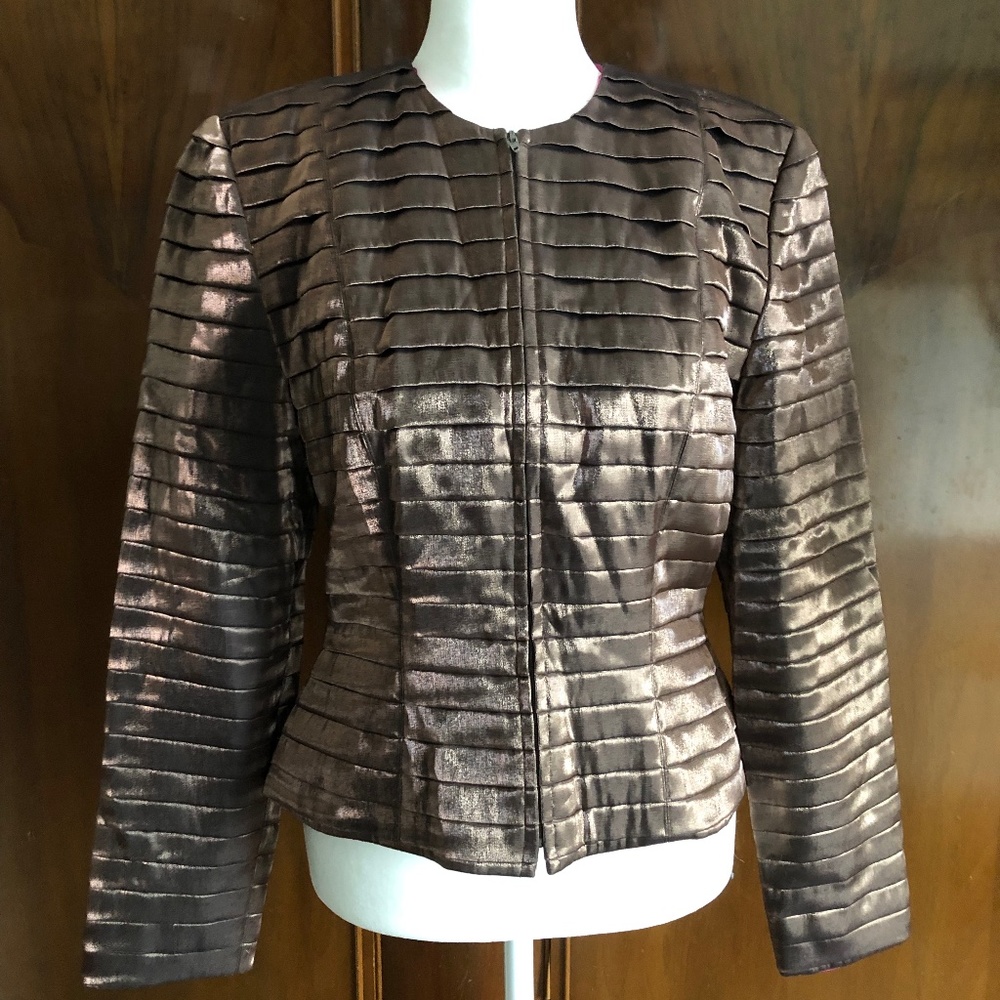Satin zip-front jacket